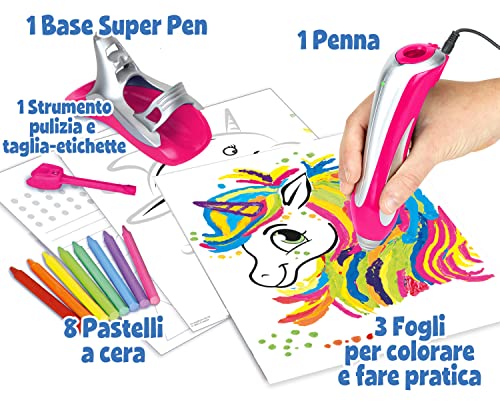 CRAYOLA - Super Pen Unicornio Neón, juego para derretir lápices de cera y crear dibujos en relieve, actividad creativa y regalo para niños, edad 8+, 25-0510