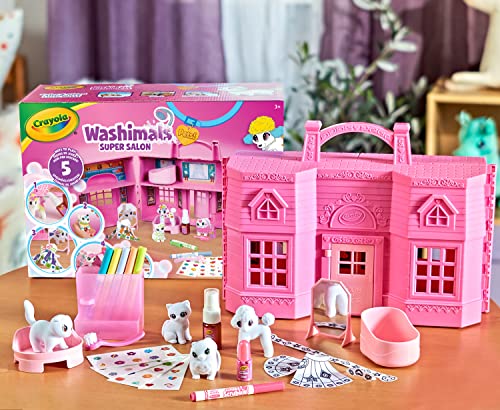 CRAYOLA - Washimals, Super Salón de Belleza, para Colorear y Hacer el baño de los Cachorros, Juego y Regalo para niños de 3 años, Multicolor, 74-7500