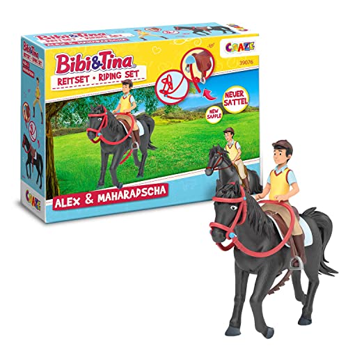 CRAZE Bibi und Tina Figuras Set de Juego, Cabalgando Alex & Caballo MAHARADSCHA, Martinshof Niños Juguetes con Accesorios Caballos Juguetes Niñas y Niños Granja Juguetes 39076