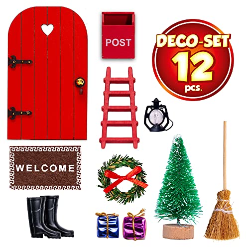 CRAZE Fairy Door, Puerta De Elfo Para Navidad, Decoración De Navidad, Puerta De Gnomo Para Niños, Puerta Con Accesorios Reutilizable