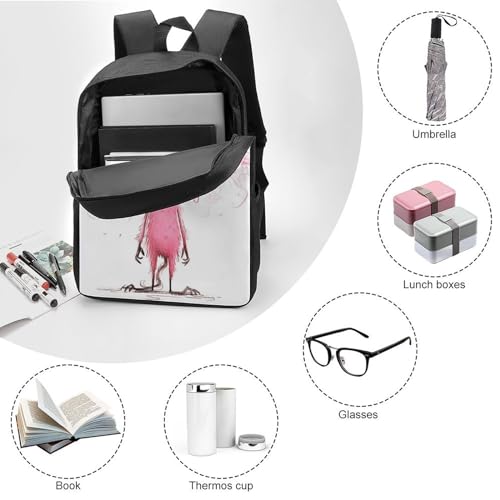 CRJUS Pink Monkey Mochilas Para Niños,Monkey Bolsos De Viaje, Bolsos De Computadora, Mochilas Para Adolescentes 17inch