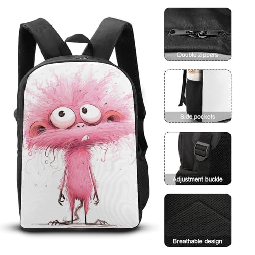 CRJUS Pink Monkey Mochilas Para Niños,Monkey Bolsos De Viaje, Bolsos De Computadora, Mochilas Para Adolescentes 17inch