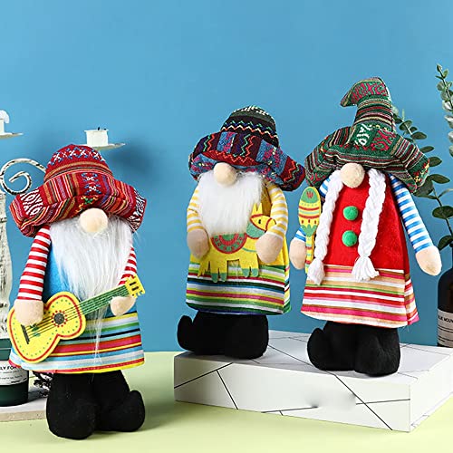 Ctwezoikmt Fiesta Gnomo muñeca Tomte sin cara para martes mexicano, hogar, cocina, escritorio, bandeja escalonada