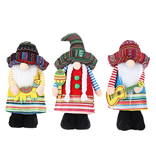 Ctwezoikmt Fiesta Gnomo muñeca Tomte sin cara para martes mexicano, hogar, cocina, escritorio, bandeja escalonada