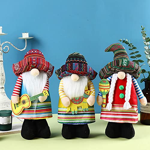 Ctwezoikmt Fiesta Gnomo muñeca Tomte sin cara para martes mexicano, hogar, cocina, escritorio, bandeja escalonada