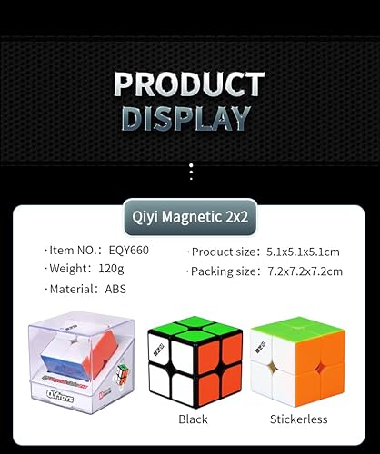 Cubo de Velocidad, QiYi MS 2x2 Speed Cube Magic Cube Magnético Rápido Suave sin Pegatinas Rompecabezas 3D Más Rápido Juguetes para Niños Adultos Niños y Niñas Regalos