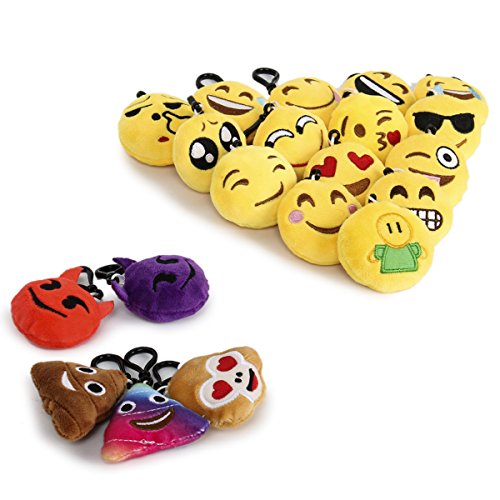 CUSFULL Mini Emoji Llavero Emoji Encantadora Almohada Almohadillas Emoticon Llavero Soft Party Bag Regalo de Relleno de Juguete para los niños (20pcs)