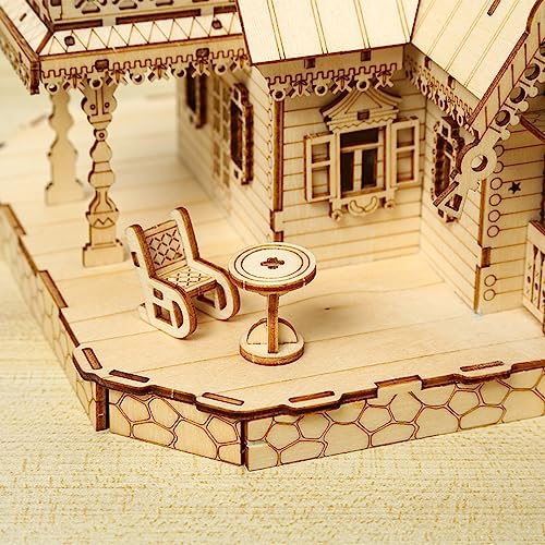 Cuteefun Puzzle de Madera 3D Castillo Kit, Kit Modelo de Arquitectura, Kit de Construcción de Madera para Adultos, Juego de Construcción Mecánica de Madera, Regalo para Cumpleaños Día del Padre