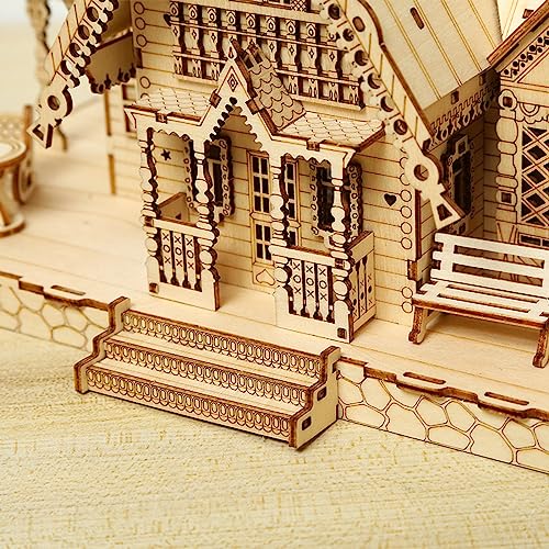 Cuteefun Puzzle de Madera 3D Castillo Kit, Kit Modelo de Arquitectura, Kit de Construcción de Madera para Adultos, Juego de Construcción Mecánica de Madera, Regalo para Cumpleaños Día del Padre