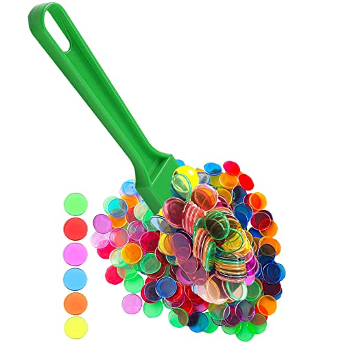 Dacefloy Juego de bingo magnético 1 barra magnética y 6 colores, 100 fichas de anillo de metal transparente para marcas de juego, suministros de matemáticas (verde)