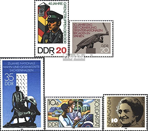 DDR (RDA) 3048,3050,3051,3054,3056 (Completa.edición.) 1986 Las Tropas fronterizas, Solidaridad, Gandhi, (Sellos para los coleccionistas) Militar