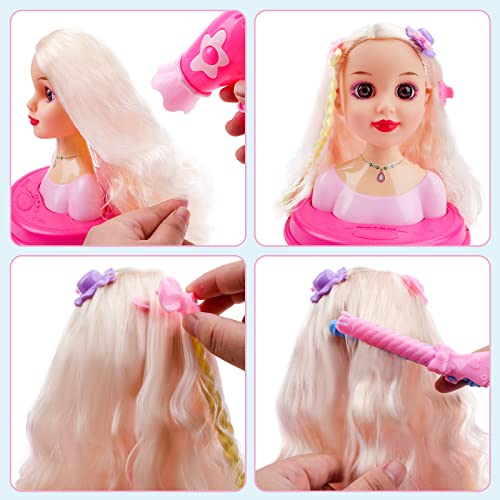 deAO Muñeca para Peinar,Juguete De Cabeza De Estilo, Cabeza De Muñeca para Peinar,Princess Make-Up and Hairdressing Head,Juguetes para Niñas