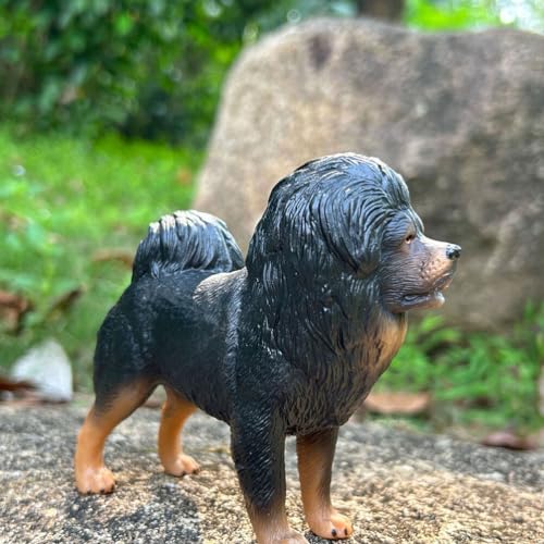 DEARMAMY Estatua De Perro Realista Estatuilla De Perro De Plástico Modelo De Mastín Tibetano Artificial Estatuilla Coleccionable De Perro En Miniatura Figura De Perro De Pie Realista