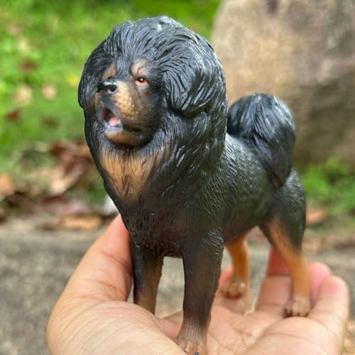 DEARMAMY Estatua De Perro Realista Estatuilla De Perro De Plástico Modelo De Mastín Tibetano Artificial Estatuilla Coleccionable De Perro En Miniatura Figura De Perro De Pie Realista