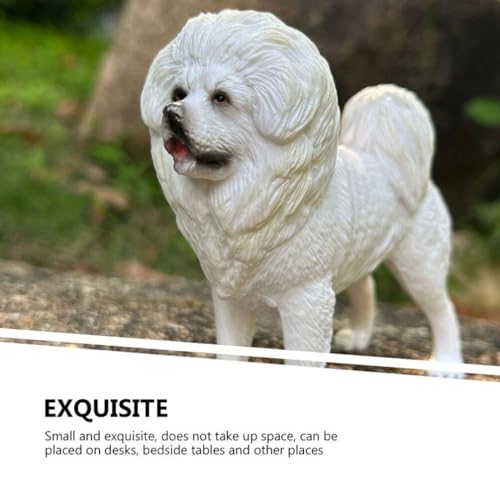 DEARMAMY Estatua De Perro Realista Estatuilla De Perro De Plástico Modelo De Mastín Tibetano Blanco Artificial Estatuilla Coleccionable De Perro En Miniatura Figura De Perro De Pie