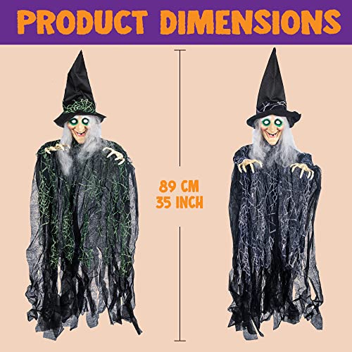 Decoración de Bruja Malvada Colgante de Halloween 90 cm (3 Pack), Accesorio de Bruja Colgante de Halloween para Decoración de Césped, Exteriores e Interiores