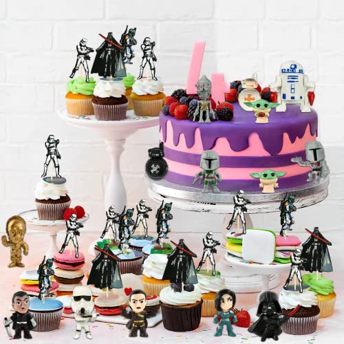 Decoración de Tarta Star Wars, 38 Piezas Star Wars Figuras, Decoracion para Pastel, Star Wars Cake Topper Figuras Decoración, Mini Figura Decoraciones para Niños, suministros de fiesta de cumpleaños