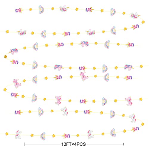 Decoración de unicornio de 52 pies para niñas de 5 años de edad, fiesta número 5, nube arcoíris, telón de fondo para niños, suministros de decoración de fiesta de cumpleaños de 5.º quinto unicornio