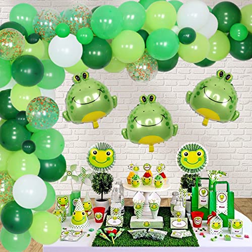 Decoraciones de Fiesta de cumpleaños de Rana: Kit de Arco de Guirnalda de Globos Verdes para niños con temática de Insectos y Animales, cumpleaños, Baby Shower, Suministros de Fiesta temáticos Verdes