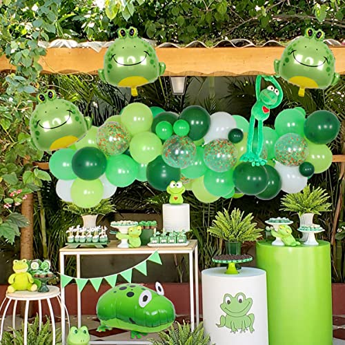 Decoraciones de Fiesta de cumpleaños de Rana: Kit de Arco de Guirnalda de Globos Verdes para niños con temática de Insectos y Animales, cumpleaños, Baby Shower, Suministros de Fiesta temáticos Verdes