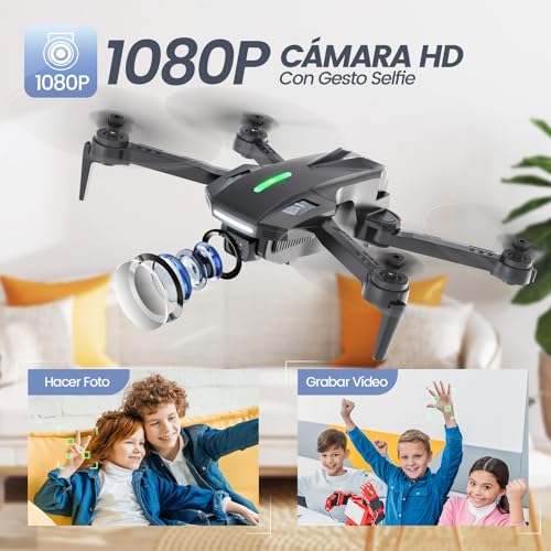 DEERC D70 Mini Drone con 1080P HD Cámara para Niños Adultos, FPV Plegable RC Quarcopter para Niños Niñas con el Modo sin Cabeza, Tap Fly, 360 ° Flips, Voz y Control de Gestos, 2 Baterías Modulares