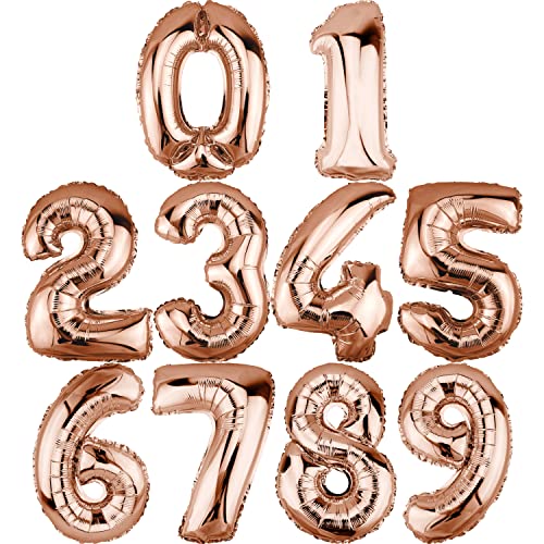 DekoRex Globo de papel de aluminio, oro rosa, 40 cm, decoración para cumpleaños, aniversario, boda (número 20)