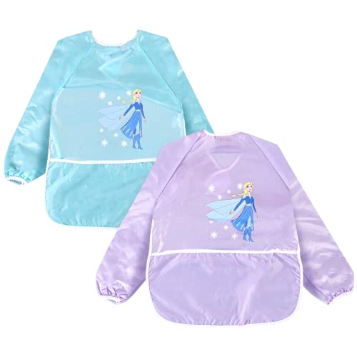 Delantales niña Disney Frozen pintura delantal años niños jardín de infancia juegos escuela primaria cocina colorear plástico materna conjunto pintura plástico impermeable, Frozen, Talla única