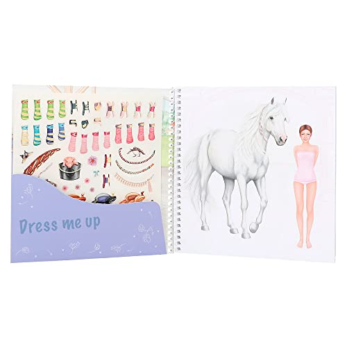 Depesche 12287 Miss Melody Dress me up - Libro de Pegatinas con 24 páginas para diseñar Motivos de Caballos, Cuaderno para Colorear con 11 Hojas de Pegatinas