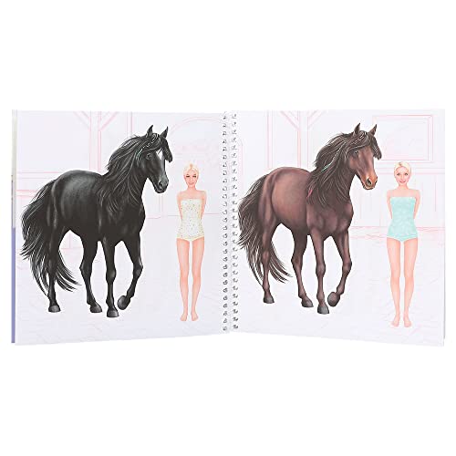 Depesche 12287 Miss Melody Dress me up - Libro de Pegatinas con 24 páginas para diseñar Motivos de Caballos, Cuaderno para Colorear con 11 Hojas de Pegatinas