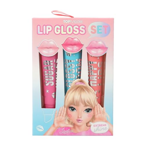 Depesche 12350 TOPModel Beauty and Me – Juego niños con 3 Brillos de Labios agradablemente perfumados en Tonos Rosa