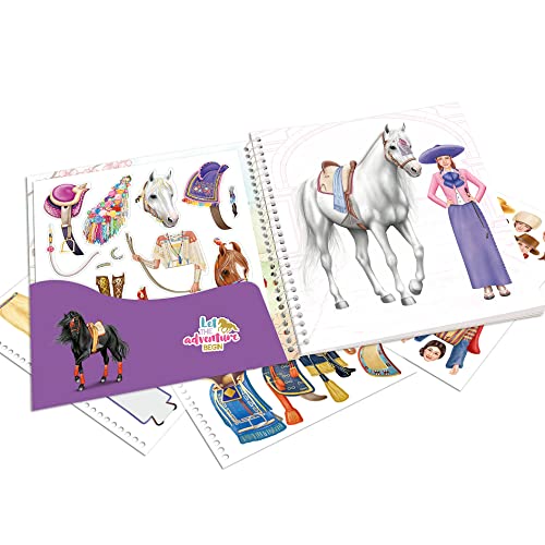 Depesche 12431 Miss Melody Dress Me Up Around The World-Book 24 páginas para crear diseños de caballos, incluyendo 11 hojas de pegatinas, Multicoloured