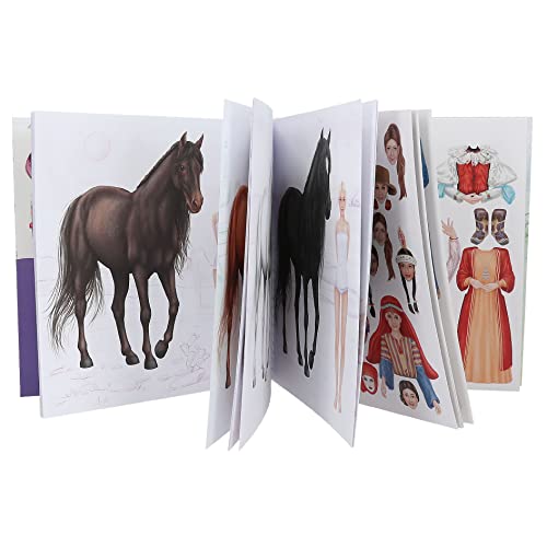 Depesche 12431 Miss Melody Dress Me Up Around The World-Book 24 páginas para crear diseños de caballos, incluyendo 11 hojas de pegatinas, Multicoloured