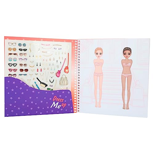 Depesche 12446 TOPModel Dress Me Up-Book 24 páginas para crear atuendos elegantes, cuaderno para colorear con 11 hojas de pegatinas, multicolor