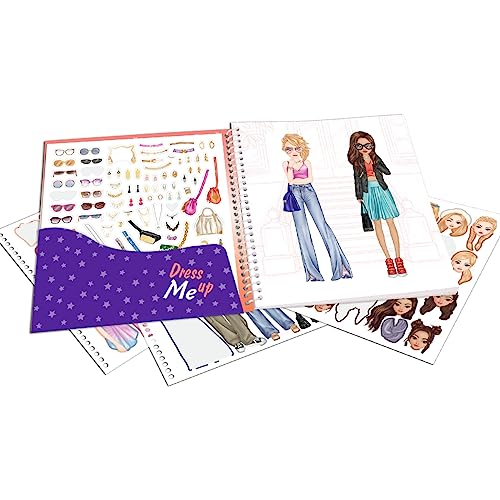 Depesche 12446 TOPModel Dress Me Up-Book 24 páginas para crear atuendos elegantes, cuaderno para colorear con 11 hojas de pegatinas, multicolor