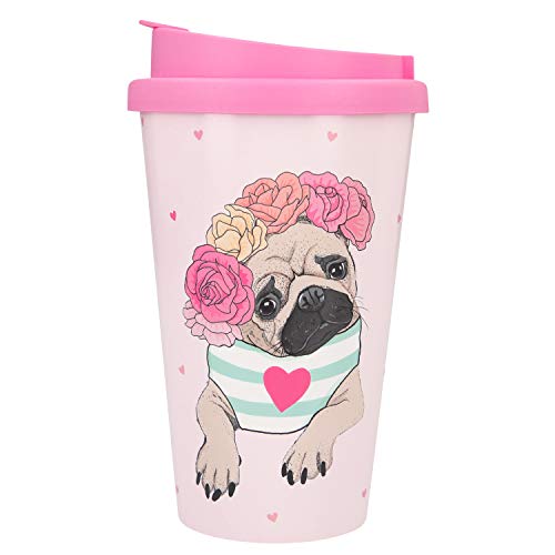 Depesche 2180.027 to-Go - Vaso de plástico (350 ml), diseño de carlino, multicolor