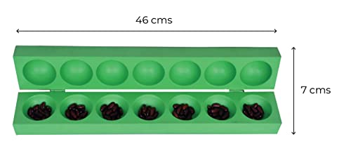 Desi Toys Mancala/Pallanguzhi/Ali Guli Mane | Juegos de Mesa de Madera | Juego Tradicional Indio | Desarrollo de Habilidades lógicas y estratégicas | Tablero Plegable | Tamaño: 45,7 x 7,1 x 7,6 cm