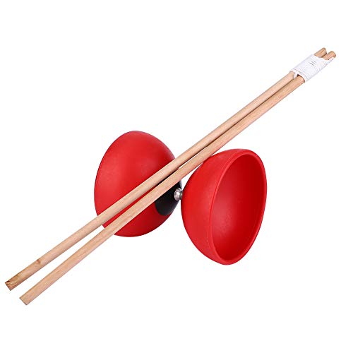 Diabolo + Palos de Colores ABS Big Top Diabolo Juego Profesional YoYo Ball Triple rodamiento(Red)