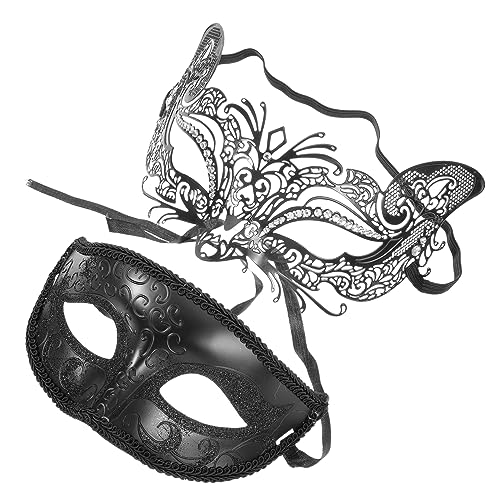 Didiseaon 2 Piezas Máscara Retro Antifaz Veneciano Máscara De Fiesta Cosplay Máscaras De Metal De La Mascarada Máscara De Corona De Fiesta Máscara De Baile Hierro Forjado Antiguo Mujer