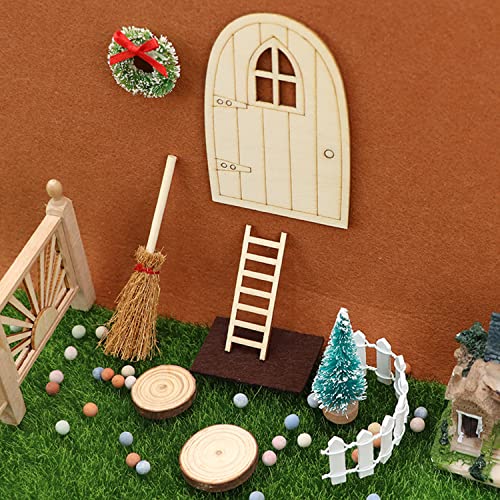 Diko 9 Piezas Casa de muñecas en Miniatura Navidad, Juego de Accesorios para Puerta de gnomo de Navidad, Casa de Muñecas de Navidad Decoración, Puerta de gnomo, Escalera, Felpudo, Escoba