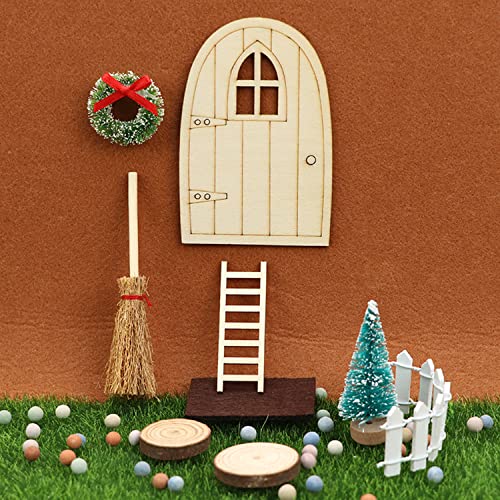 Diko 9 Piezas Casa de muñecas en Miniatura Navidad, Juego de Accesorios para Puerta de gnomo de Navidad, Casa de Muñecas de Navidad Decoración, Puerta de gnomo, Escalera, Felpudo, Escoba