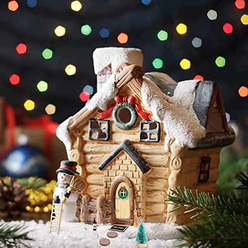 Diko 9 Piezas Casa de muñecas en Miniatura Navidad, Juego de Accesorios para Puerta de gnomo de Navidad, Casa de Muñecas de Navidad Decoración, Puerta de gnomo, Escalera, Felpudo, Escoba