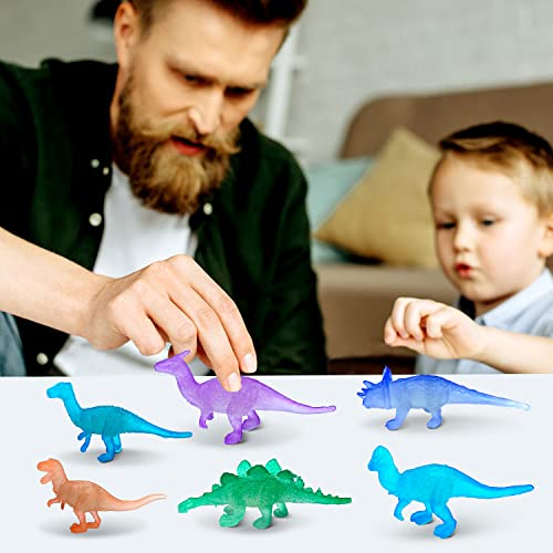 Dinosaurios Juguetes 36 Pieza, Mini Juguetes Dinosaurios, Piñata Dinosaurio, Brillan en la Oscuridad Dinosaurios Juguetes, 12 Dinosaurios Diferentes Bueno para Decorar Pasteles Regalos de Fiesta