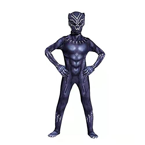 Disfraces De Pantera Negra para Niños Mono Cosplay Superhéroe Lycra Spandex Adultos Traje Fiesta Halloween Medias Actuación,Black-S Child(110~120CM)