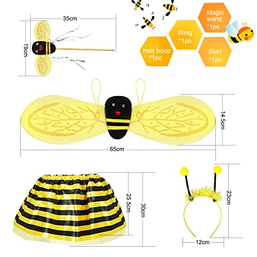 Disfraz de Abeja para Niña, Set de Disfraz Abeja Niño, Trajes de Abejas para Disfraces con diadema, Alas Abeja Disfraz para Carnaval Halloween