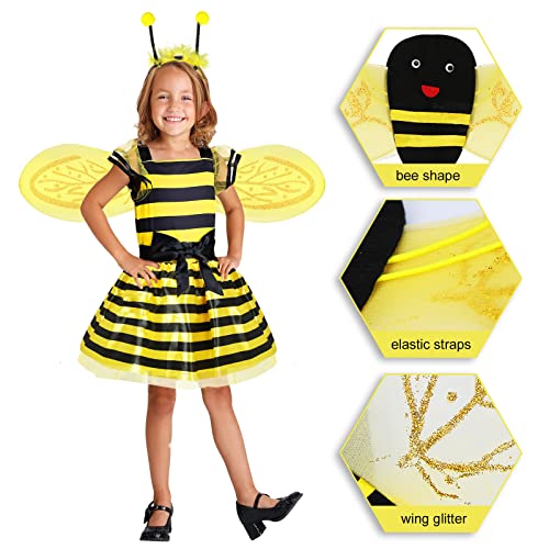 Disfraz de Abeja para Niña, Set de Disfraz Abeja Niño, Trajes de Abejas para Disfraces con diadema, Alas Abeja Disfraz para Carnaval Halloween