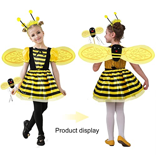 Disfraz de Abeja para Niña, Set de Disfraz Abeja Niño, Trajes de Abejas para Disfraces con diadema, Alas Abeja Disfraz para Carnaval Halloween