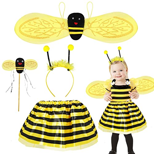 Disfraz de Abeja para Niña, Set de Disfraz Abeja Niño, Trajes de Abejas para Disfraces con diadema, Alas Abeja Disfraz para Carnaval Halloween