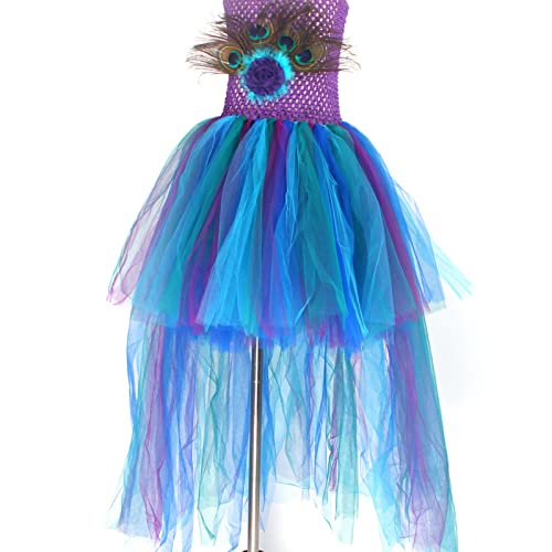 Disfraz de carnaval para niños, disfraz de pavo real, disfraz para niñas, vestido de verano, vestido de princesa, vestido informal, vestido de malla con tutú, ropa de exterior con sombrero, 2 juegos