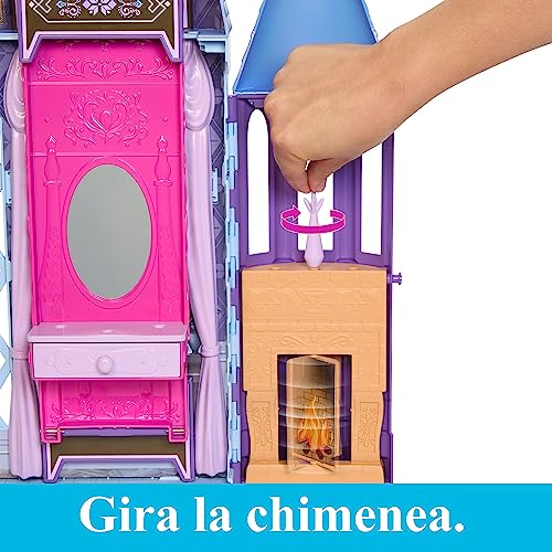 Disney Frozen Castillo de Arendelle con Princesa Elsa Casa de muñecas de 60 cm con Figura y 15 Accesorios y Muebles, Juguete +3 años (Mattel HTP22)