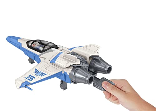 Disney Pixar Lightyear Explosión y batalla XL-15 Figura de acción Buzz con nave espacial con lanzadores de misiles y accesorios, juguete +4 años (Mattel HJJ84), para niños